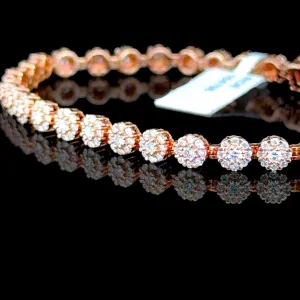 10K Rose Gold Diamond Flower Bracelet (2 7/8ct, 7-inch)