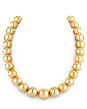 12-14mm Golden South Sea Pearl Necklace - AAAA Quality