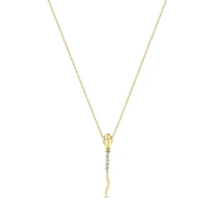 14k Diamond Tennis Snake Drop Pendant Necklace