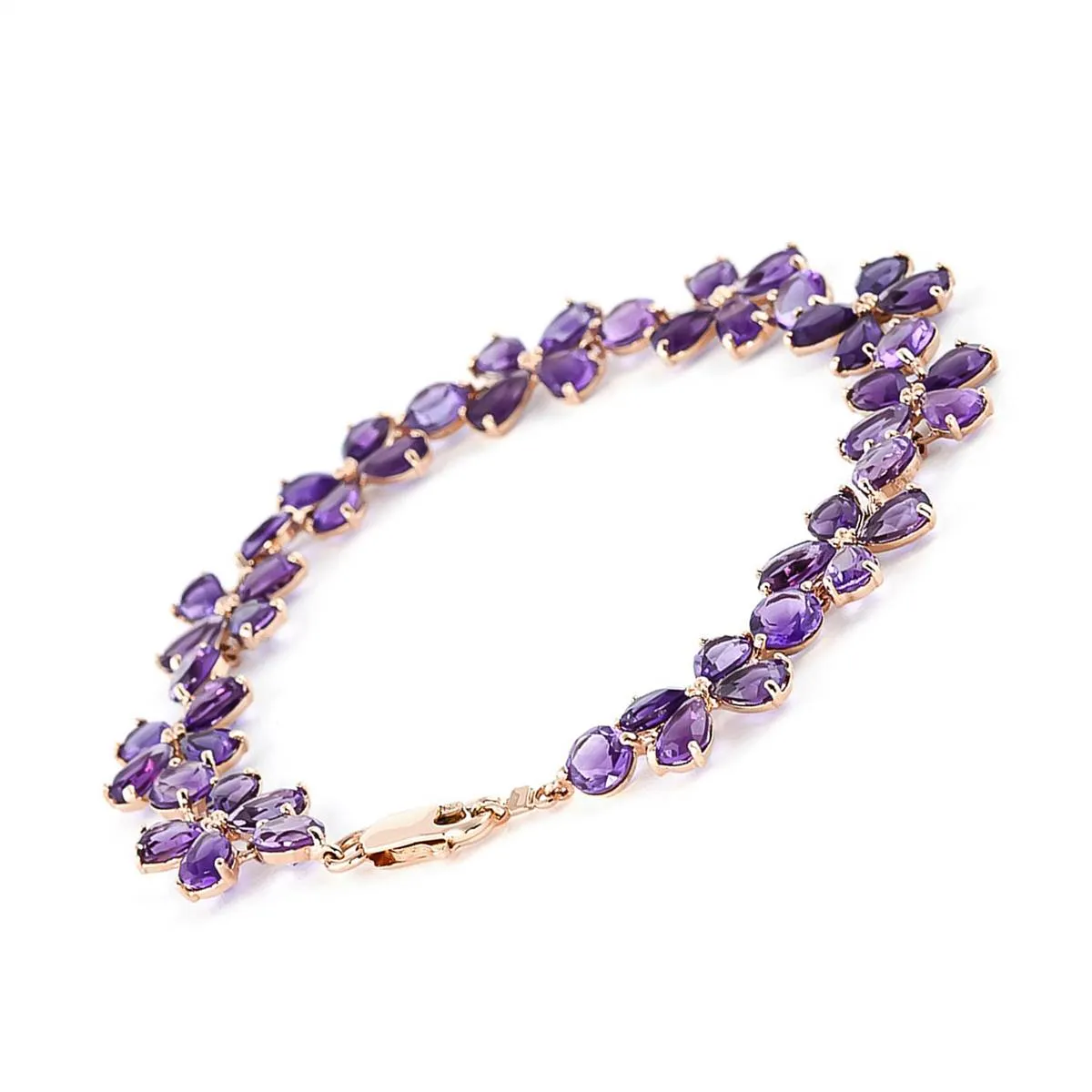 14K Solid Rose Gold Bracelets w/ Natural Amethysts