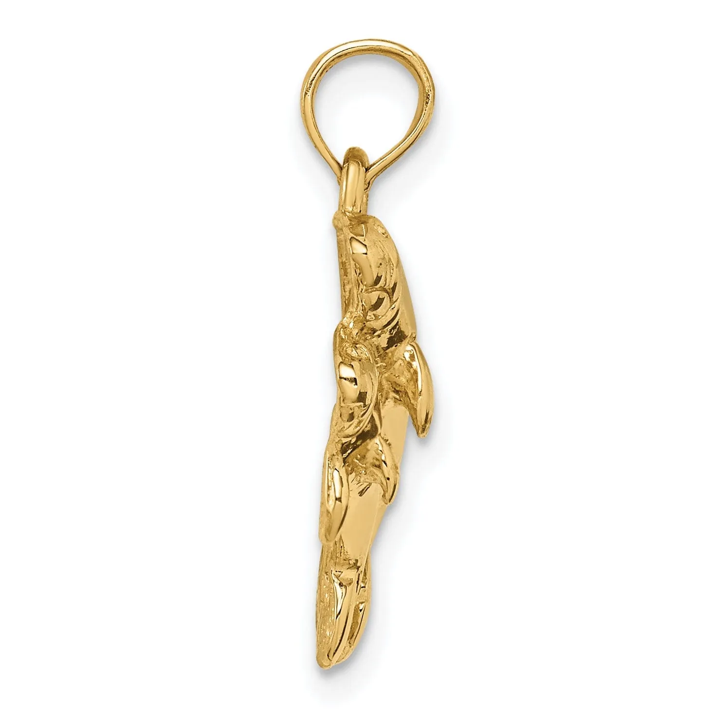 14k Yellow Gold Solid Polished Finish Double Manatee Design Charm Pendant