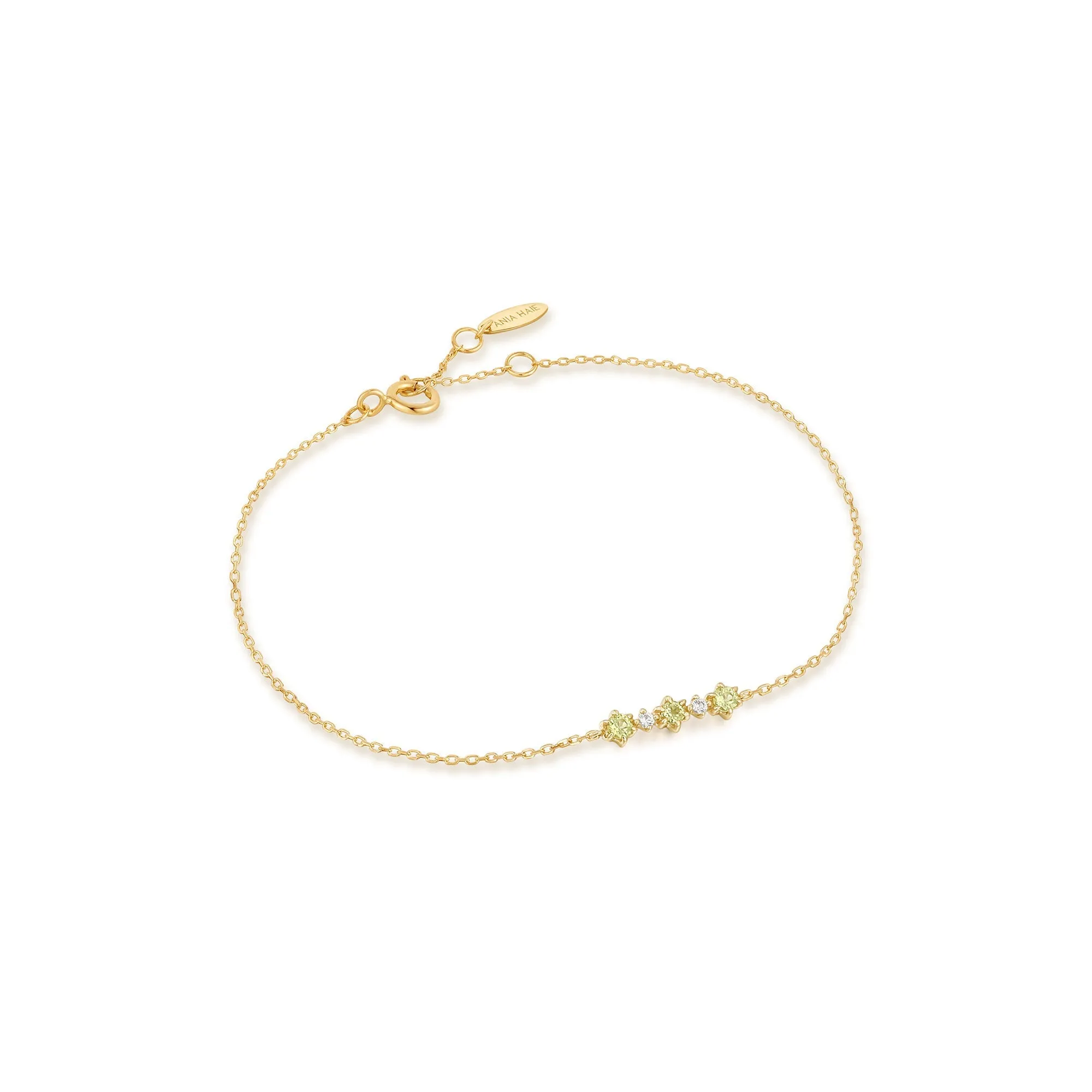 14kt Gold Peridot and White Sapphire Bracelet