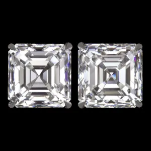 1.80 CARAT H VS1 GIA CERTIFIED ASSCHER CUT DIAMOND STUD EARRINGS GOLD NATURAL