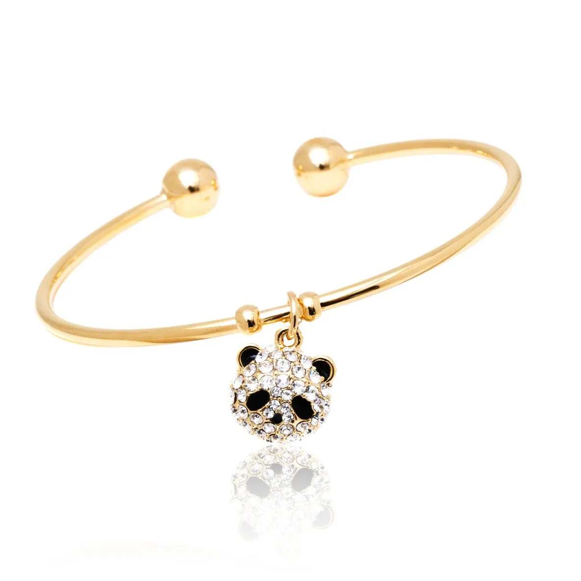 18K Gold Plated Animal Crystal Charm Bangle