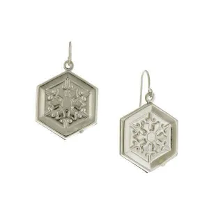 1928 Jewelry Silver Hexagon Snowflake Wire Drop Earrings