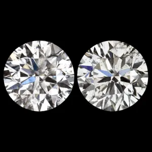 2 CARAT VERY GOOD ROUND BRILLIANT CUT DIAMOND STUD EARRING MATCHING PAIR NATURAL