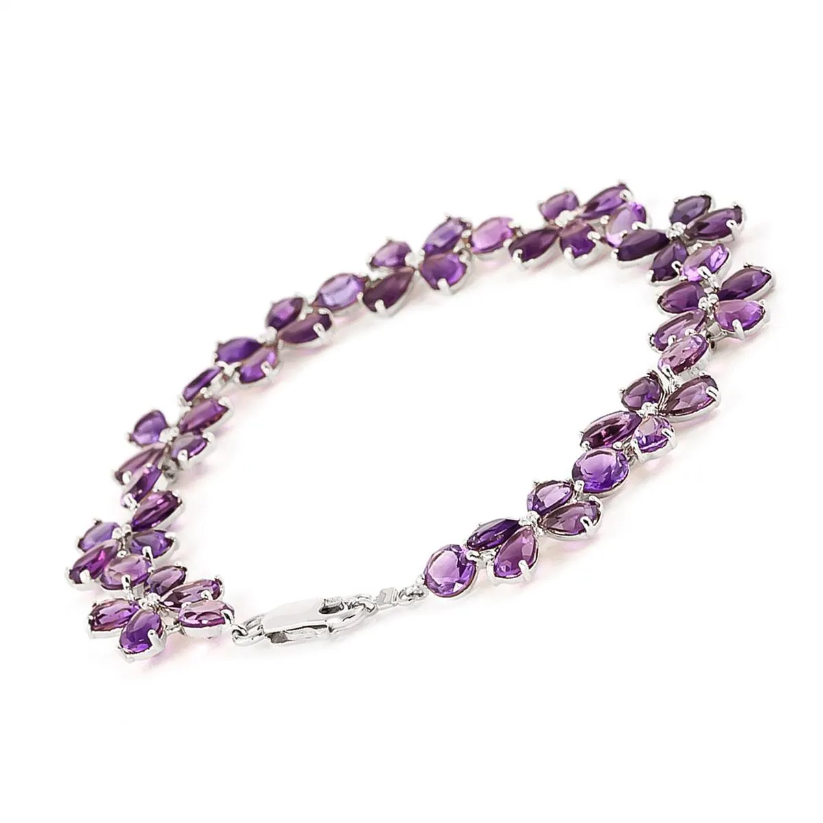 20.7 Carat 14K Solid White Gold Bracelets Natural Amethyst