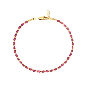 2MM Yellow Gold Filled Anklet with Pink Tourmaline Gold Pattern