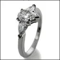 3 Stone 1.25 TCW Pears Cubic Zirconia Cz Ring