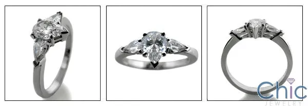 3 Stone 1.25 TCW Pears Cubic Zirconia Cz Ring