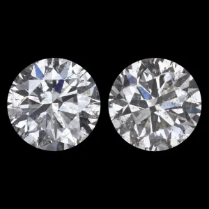 3.81ct E-F COLOR DIAMOND STUD EARRINGS ROUND BRILLIANT CUT MATCHING PAIR NATURAL