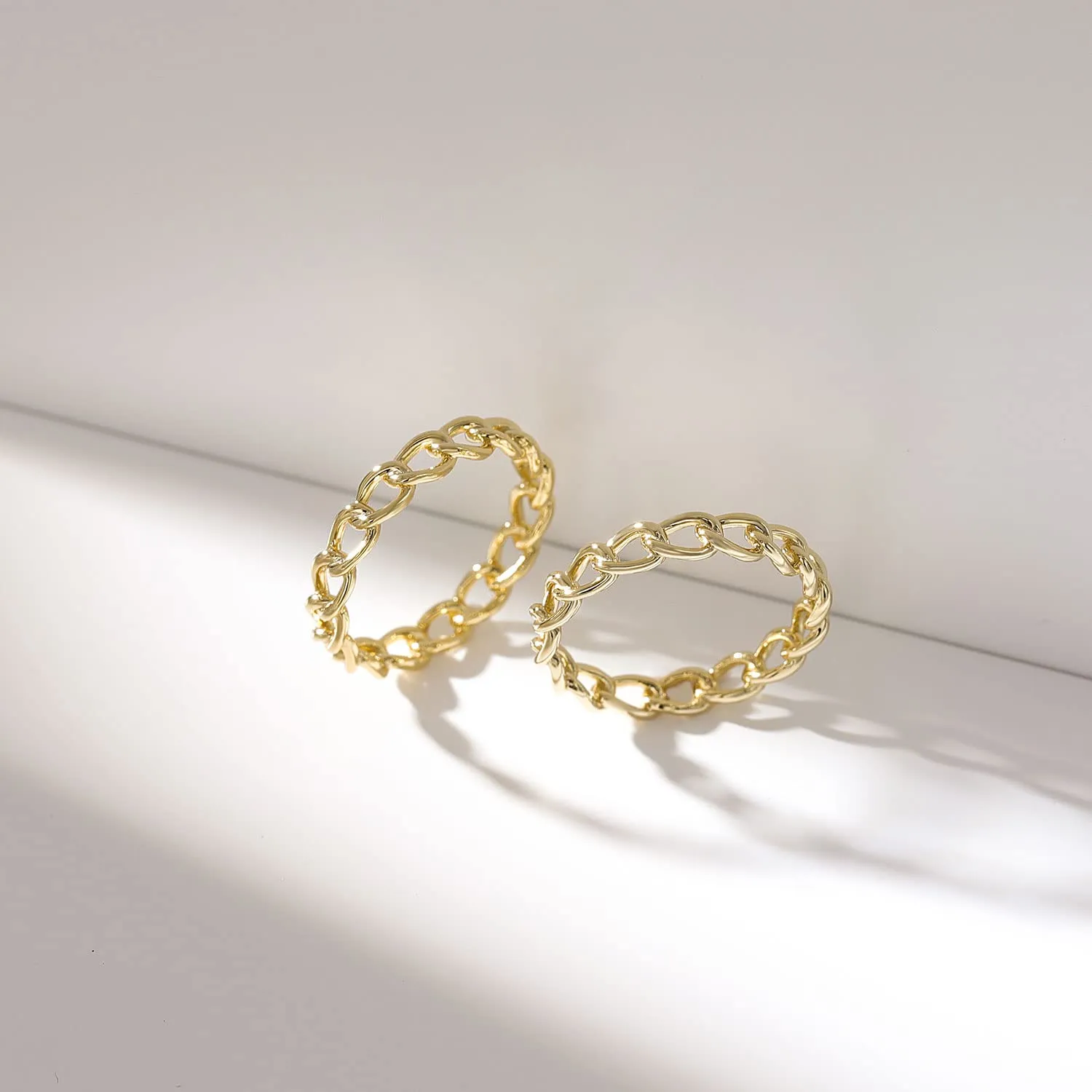 3.8mm Sterling Silver Gold Plated Chain Ring