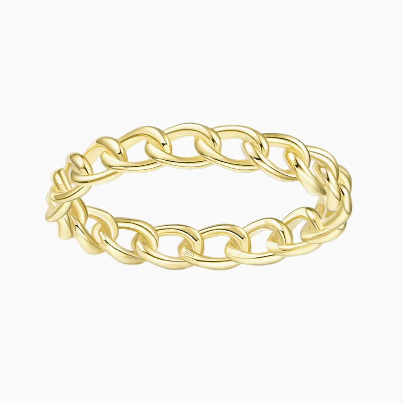 3.8mm Sterling Silver Gold Plated Chain Ring