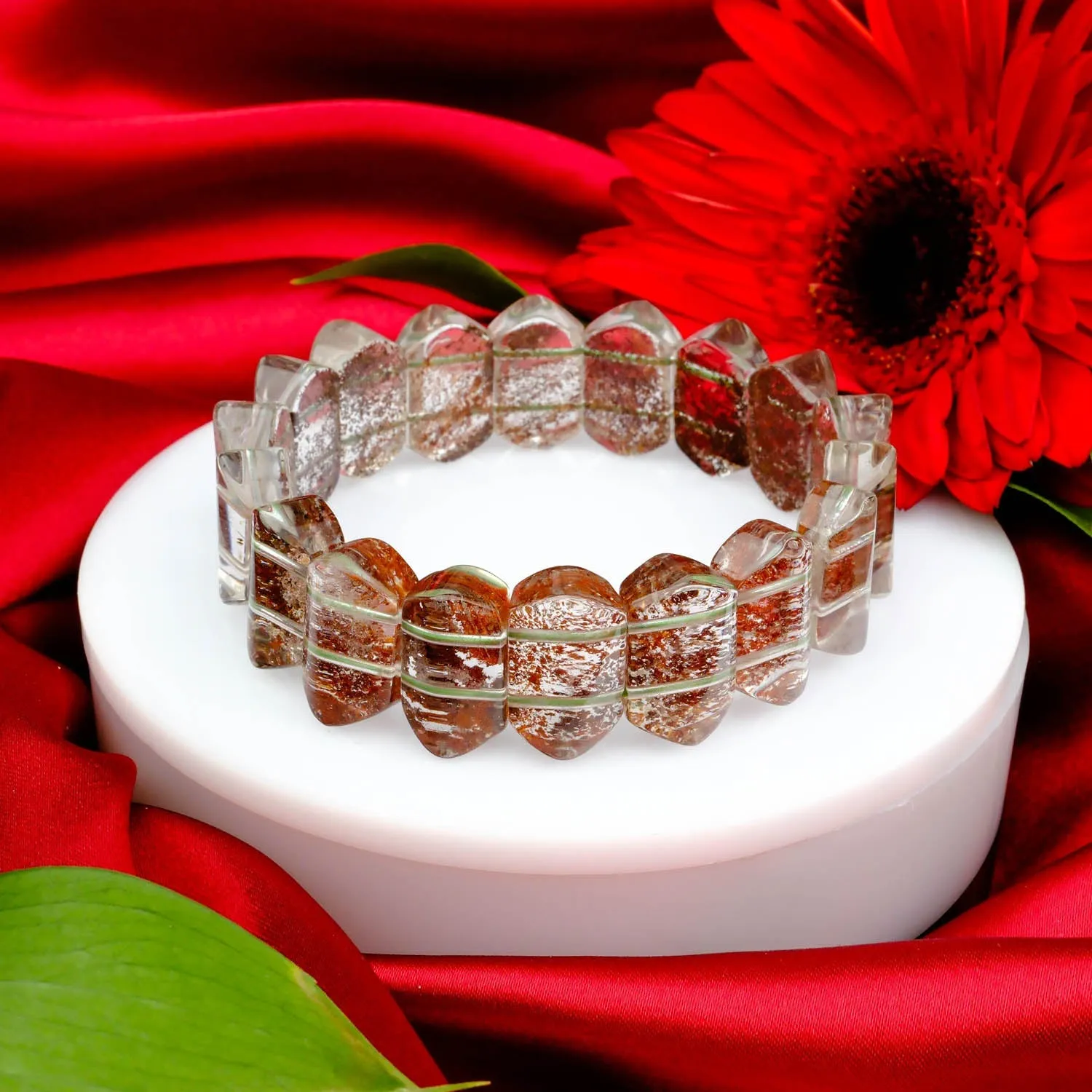 5A  Quality Garden Quartz (Landscape Quartz) Natural Stone Bracelet SBC-032