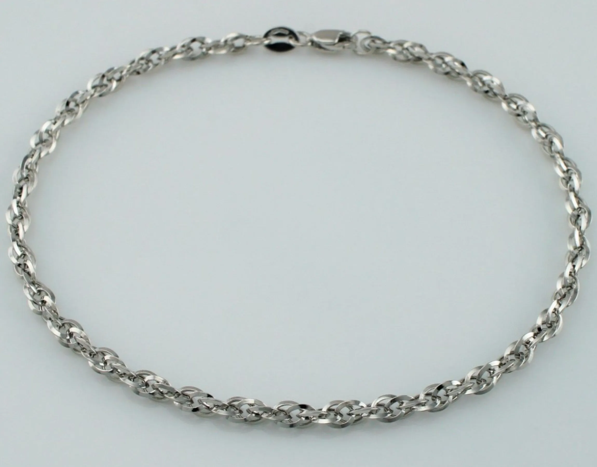 9ct White Gold Diamond Cut Prince Of Wales Bracelet  7.5"