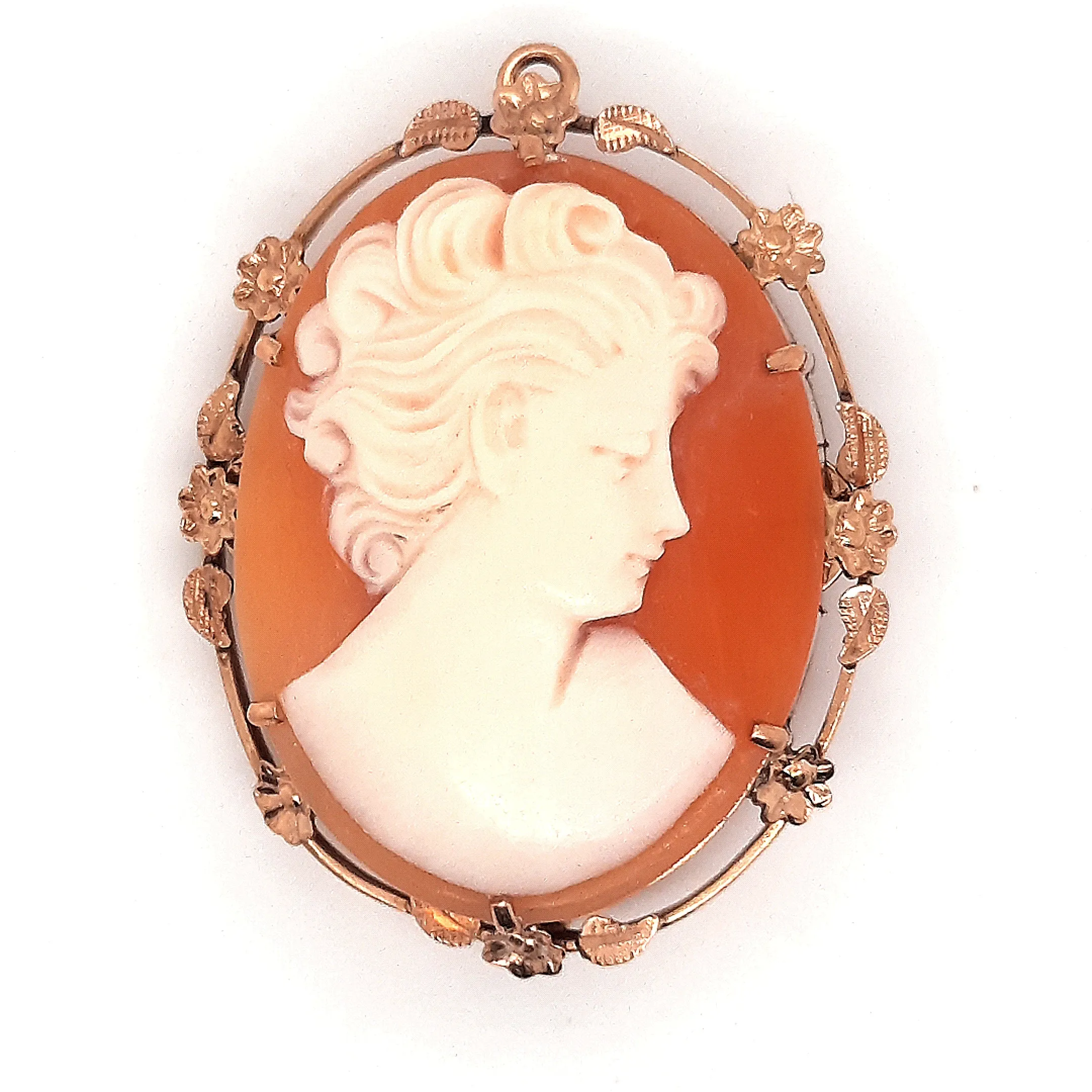 9ct Yellow Gold Hand Carved Cameo Brooch