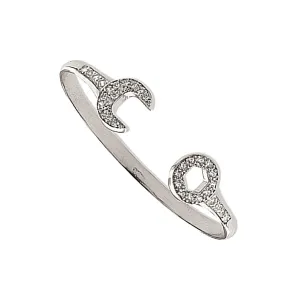 9K White Gold CZ Baby Spanner Bangle