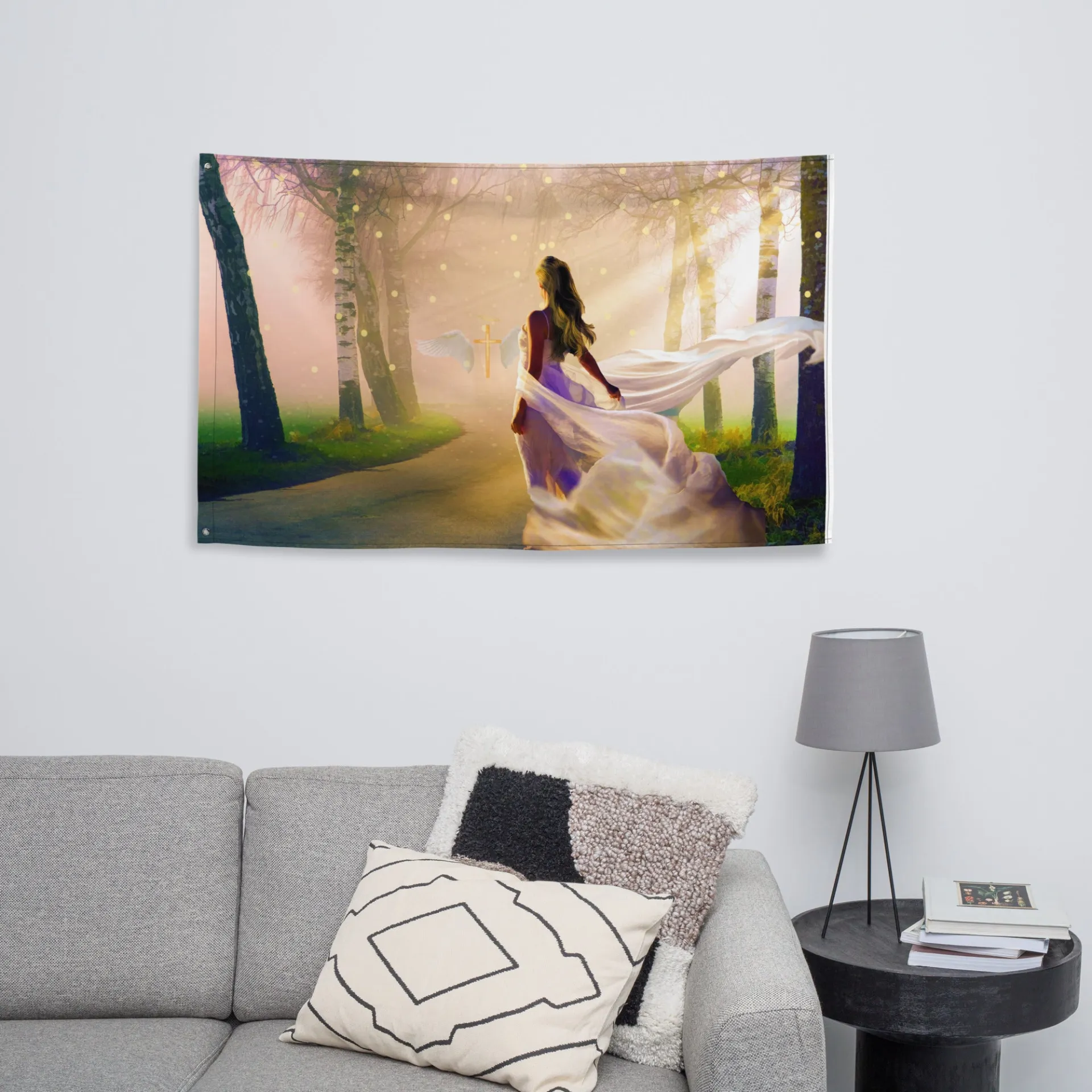 Angel In Love Painting Flag Tapestry | Elegant Home Decor