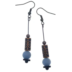 Angelite Earrings Ruler of Sky Blue Gem Nostalgic Copper