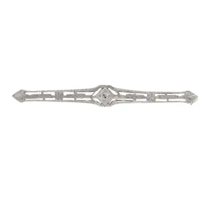 Antique Art Deco Period 18KT White Gold and Diamond Lapel Stick Pin