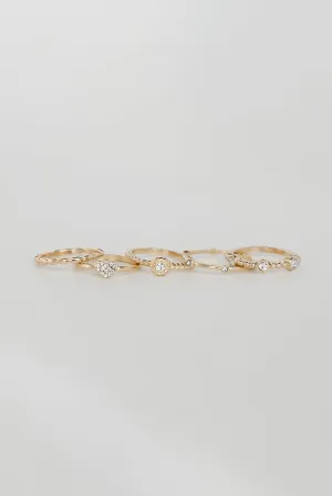 Ariana Gold Rhinestone Heart Ring Set