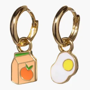 Asymmetrical Cloisonné Huggie Sleeper Earrings - OJ & Egg