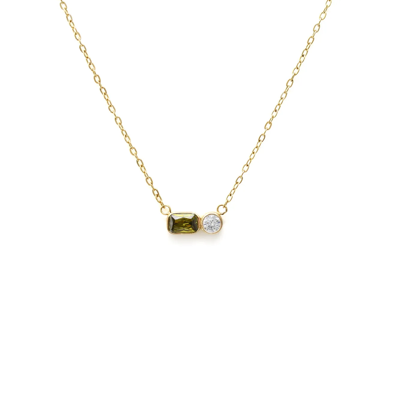 August Peridot Birthstone Necklace - Yellow Gold