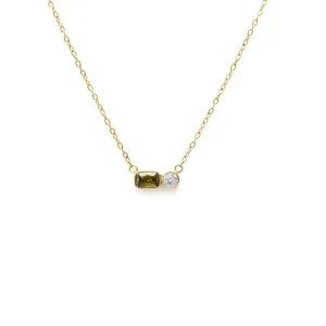 August Peridot Birthstone Necklace - Yellow Gold