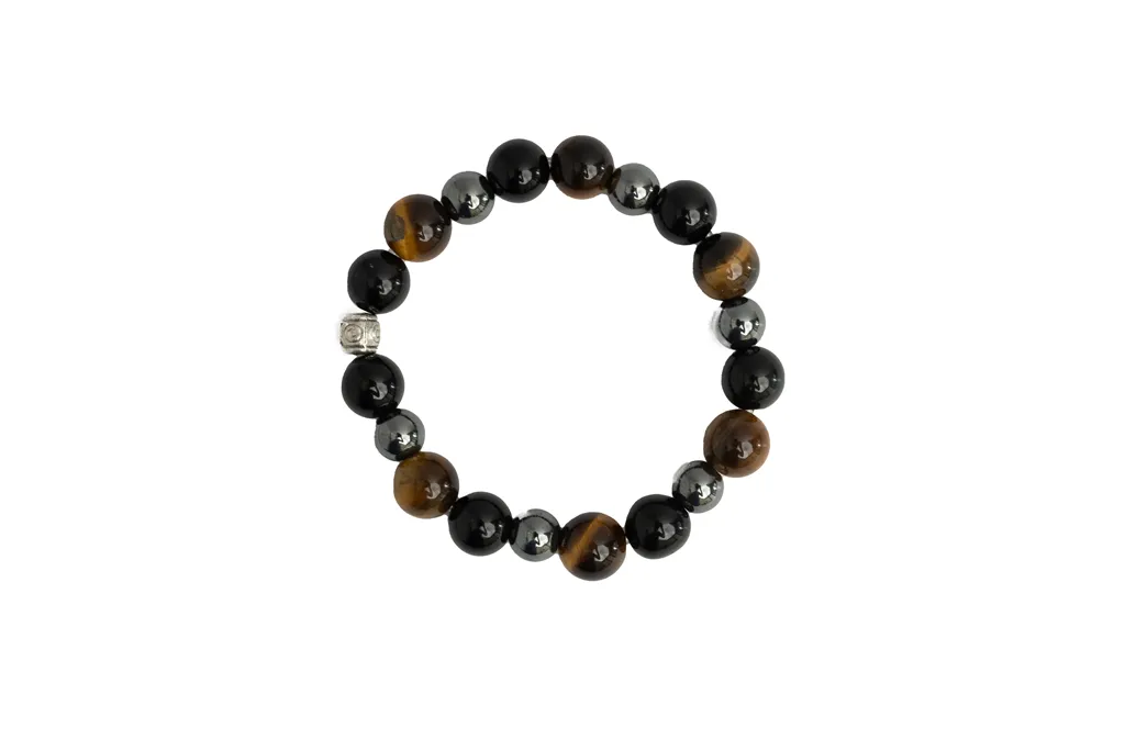 Bamboology Trends BLACK OBSIDIAN, TIGER EYE AND HEMATITE BRACELET FOR CLEANSING, CLARITY, STRONG MIND, GROUNDING AND BETTER HEALTH