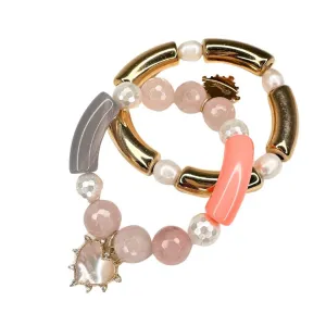 Bangle Bracelet Rose Quartz or Freshwater Pearl