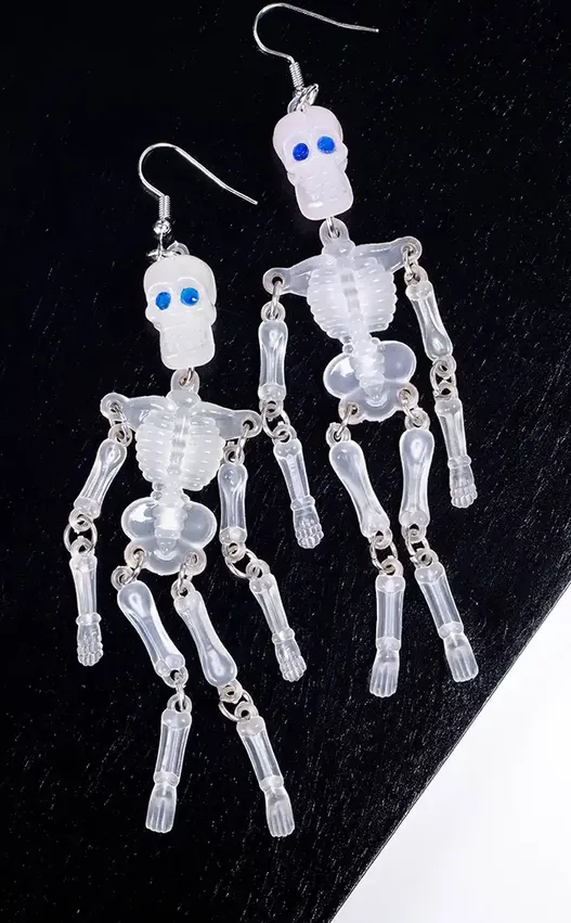 Be Articulate Skeleton Earrings | White