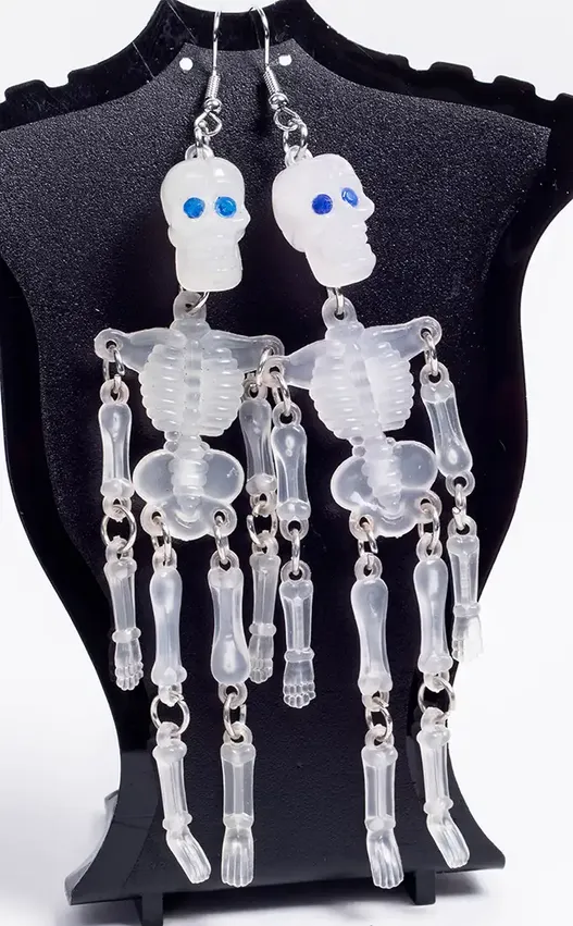 Be Articulate Skeleton Earrings | White