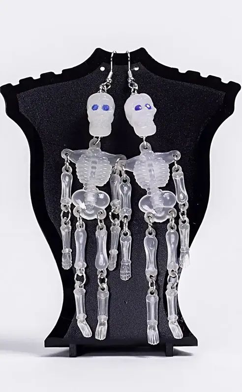 Be Articulate Skeleton Earrings | White