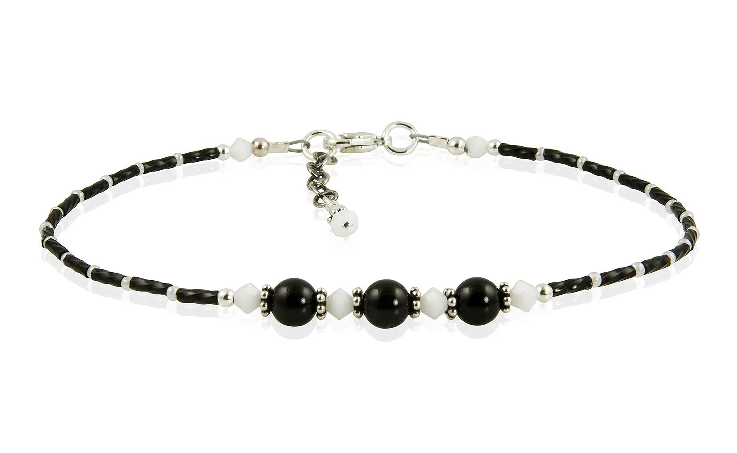 Black Tie Affair - Black Gemstone Beaded Anklet