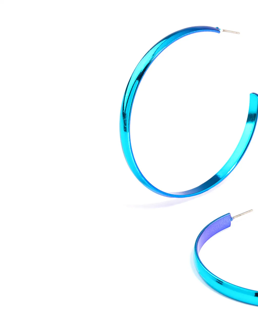 Blue Shiny Smooth 58mm Hoop Earrings