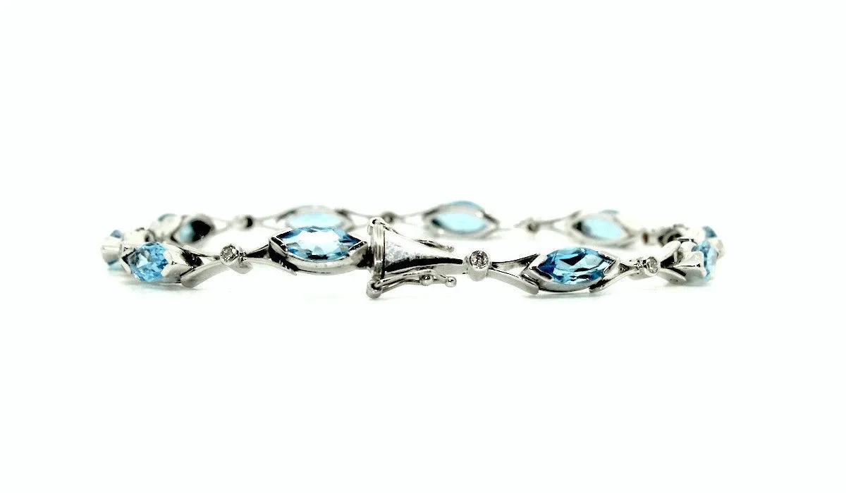 Blue Topaz And Diamond Marquise Bracelet Ad No.1116