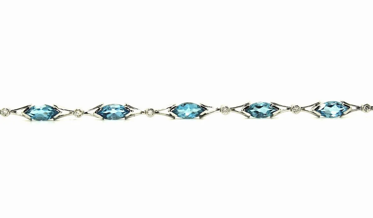 Blue Topaz And Diamond Marquise Bracelet Ad No.1116