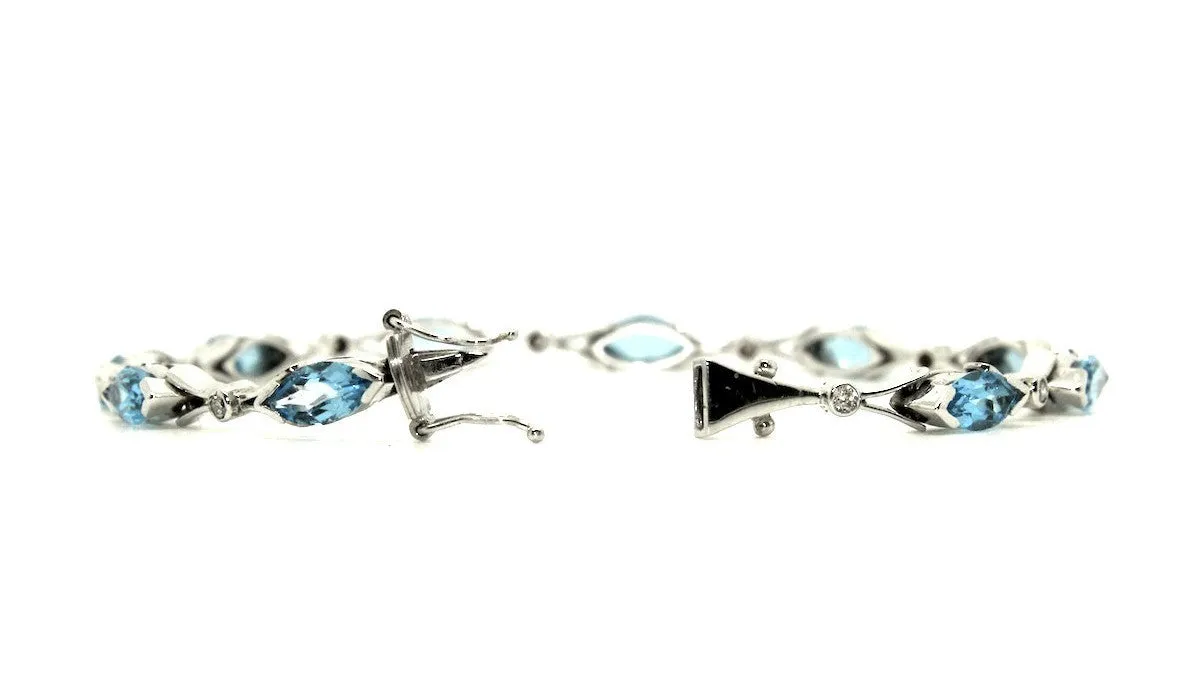 Blue Topaz And Diamond Marquise Bracelet Ad No.1116