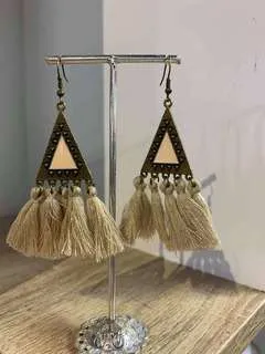 Bohemian Triangle and Long Tassel Colourful Earrings