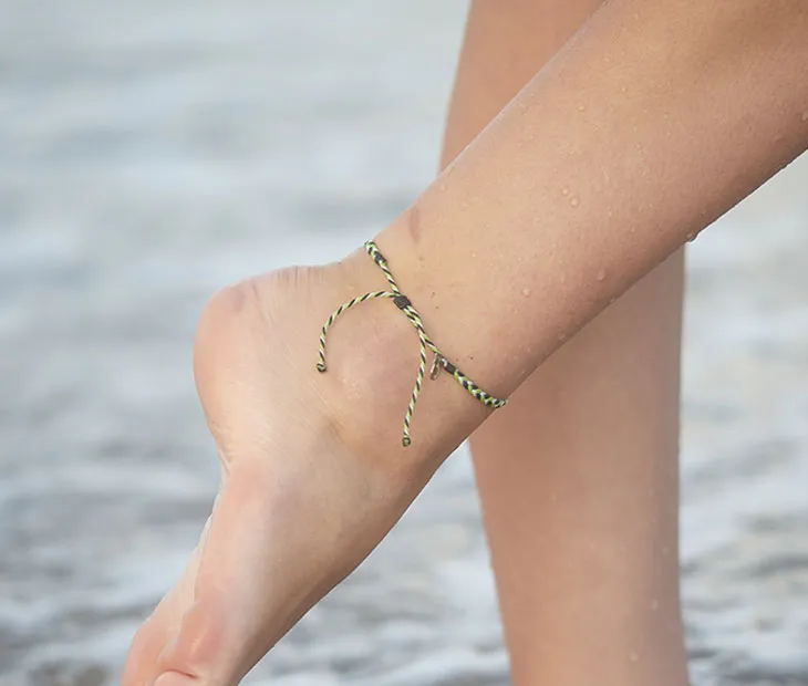 Braided Anklet in Electric Green