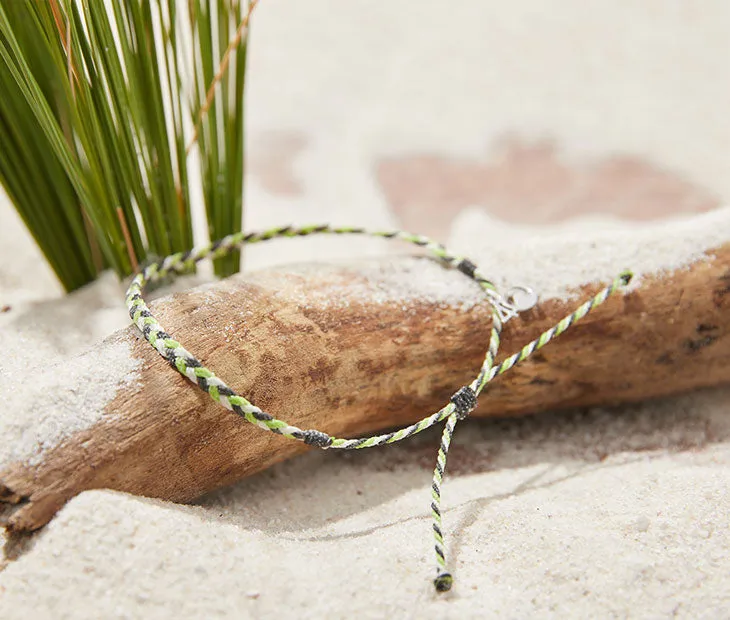 Braided Anklet in Electric Green