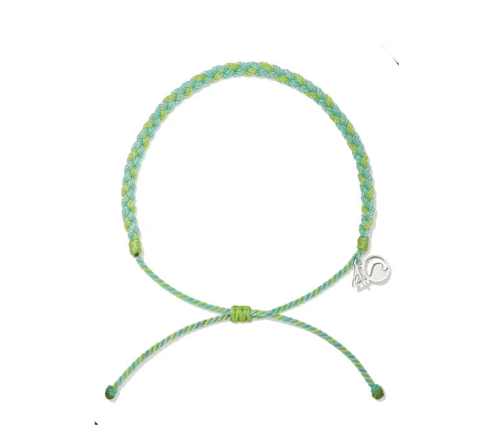 Braided Anklet in Multicolor Green