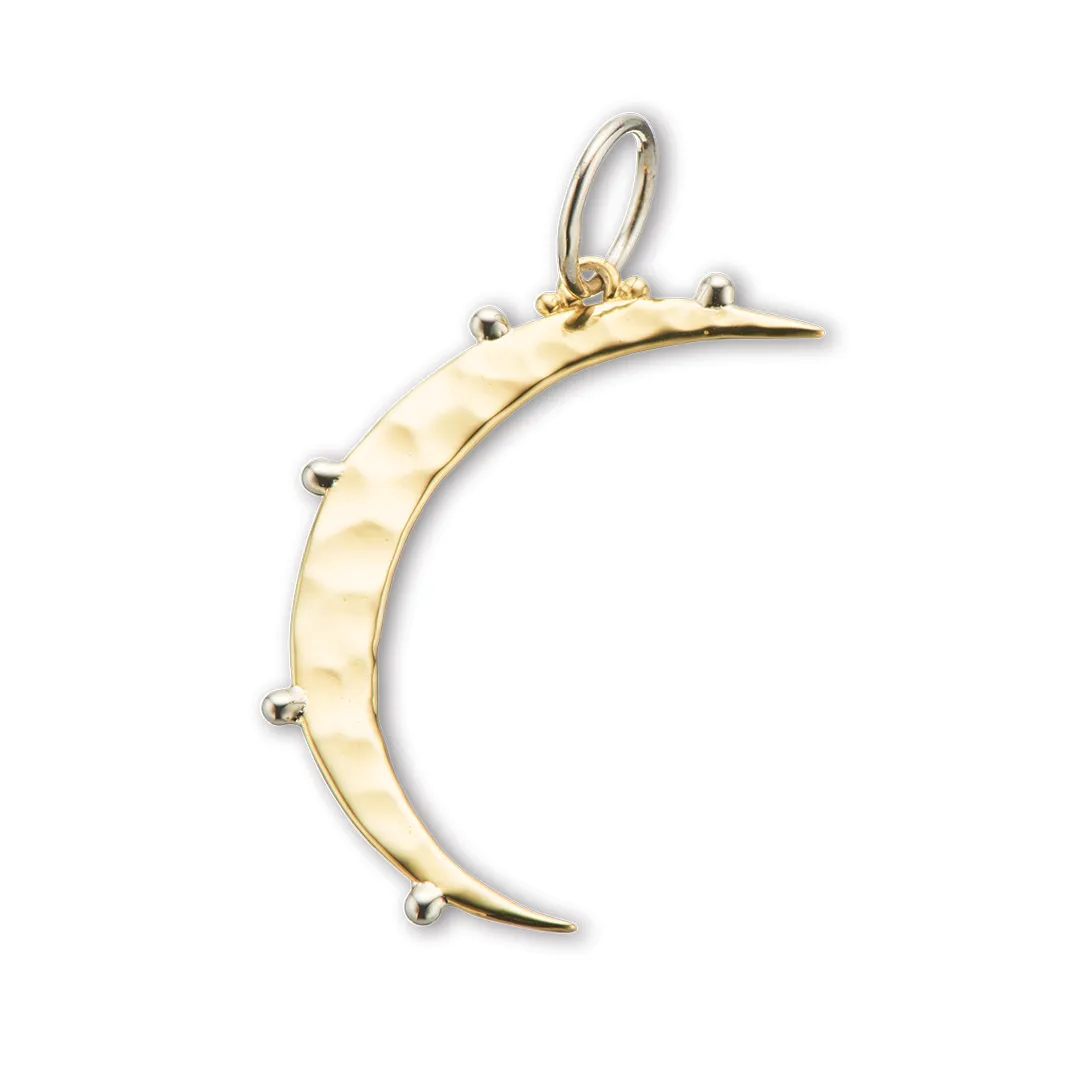 Brass and Silver Crescent Moon Charm 4214