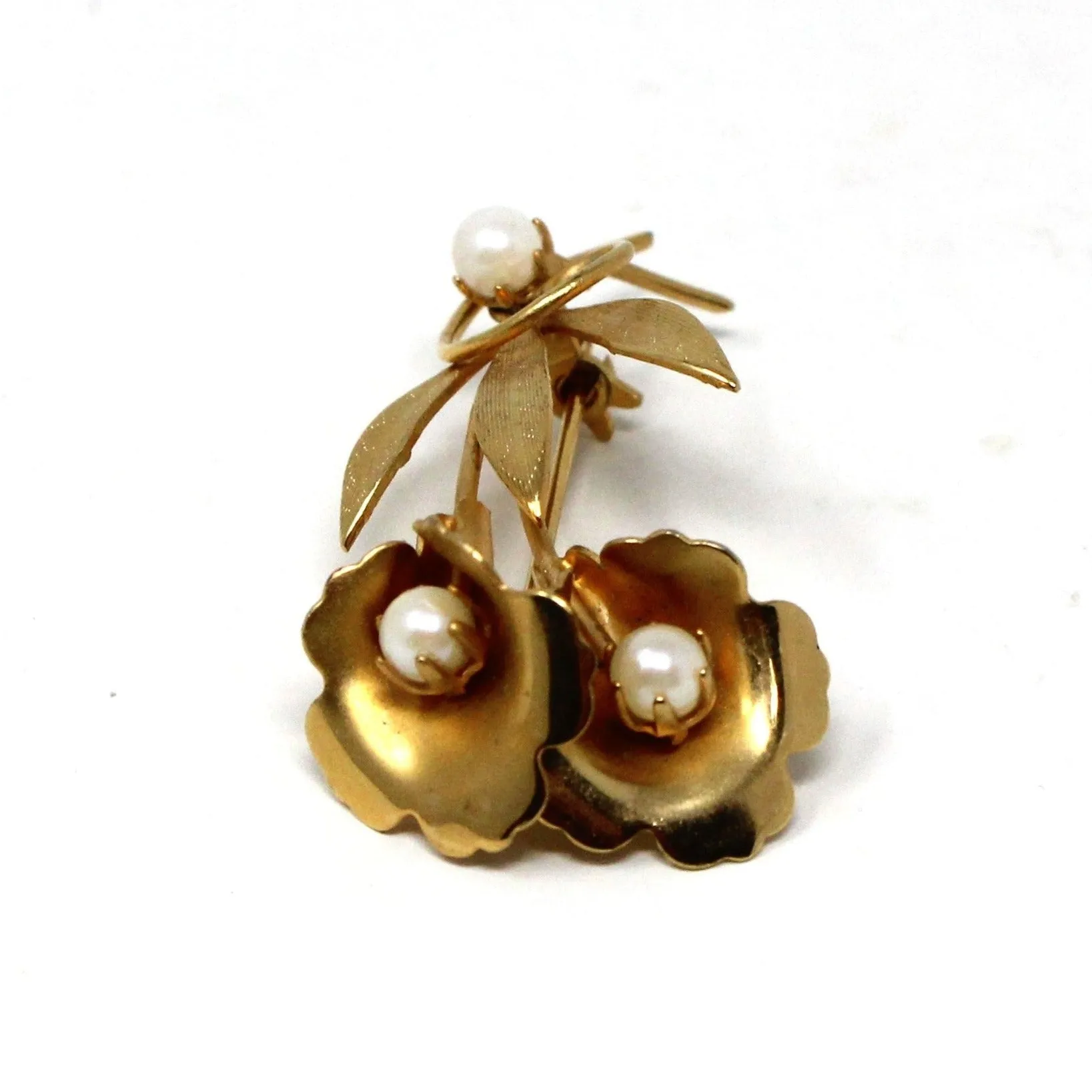 Brooch / Pin, Double Calla Lilies and Faux Pearls Vintage Brooch, Vintage