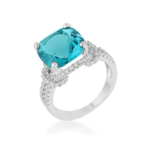 Charlene 6.2ct Aqua CZ Rhodium Classic Statement Ring