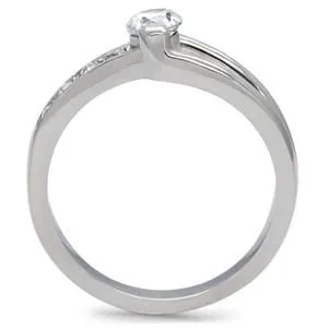 CJ145TK Wholesale Stainless Steel Clear Cubic Zirconia Ring