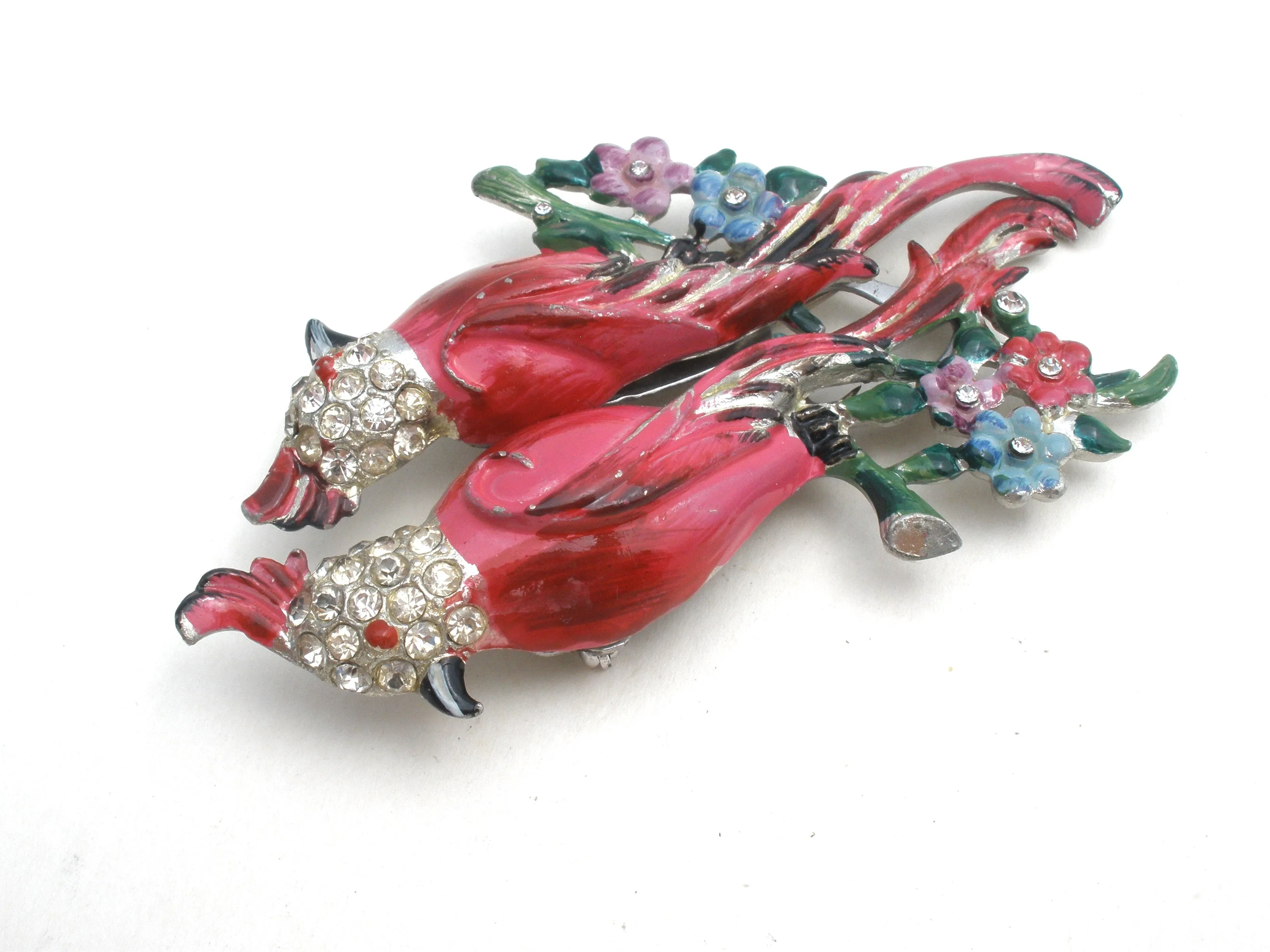 Coro Calopsitta Pink Bird Duette Brooch Set c. 1941