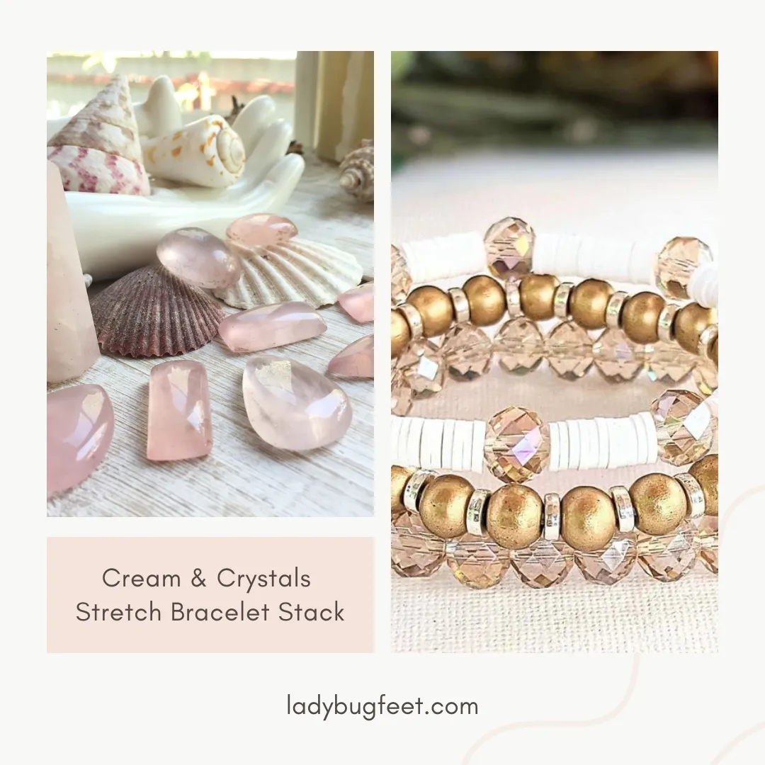 Cream & Crystals Stretch Bracelet Stack