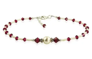 Custom Jewel Tones Crystal Pearl Anklet