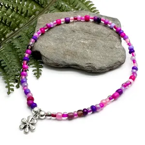 Daisy Flower Seed Bead Anklet - Colour Choice